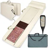 tectake® Shiatsu Massagematte mit 4 Stärken und 4 Zonen, Wellness Shiatsu Massagegerät Matratze mit Jadestein Wärmematte, mit Fernbedienung, Nackenschmerzen, als Rückenmassagegerät, Nackenwärmer