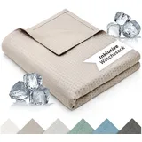 Blumtal Microfaserbettdecke Kühldecke Sommerdecke Bambus, selbstkühlende Decke, OEKO-TEX zertifizierte kühlende Decke für Sofa, Sommer & Reisen braun 100 cm x 120 cm