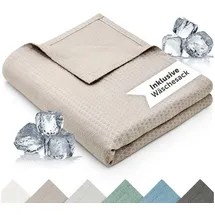 Blumtal Microfaserbettdecke Kühldecke Sommerdecke Bambus, selbstkühlende Decke, OEKO-TEX zertifizierte kühlende Decke für Sofa, Sommer & Reisen braun 100 cm x 120 cm