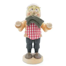 Schweda Kuhnert - Original Erzgebirgische Holzkunst Räuchermann Räucherfigur Wichtel 17cm - Oma