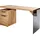 Jahnke Schreibtisch "LUX", grau (kerneiche, grauglas, kerneiche, grauglas, kerneiche), B:141,8cm H:74cm T:55cm, Tische, Schreibtisch, wechselseitig montierbar, Seitenteil aus ESG Sicherheitsglas