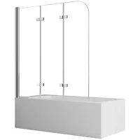 Boromal Badewannenaufsatz Badewannenfaltwand 3-teilig faltbar 130cm Duschwand für Badewanne Glas, (Klarglas /Teilsatiniert glas), Badewannenfaltwand Glaswand 6mm ESG Glas silberfarben