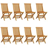 vidaXL Gartenstühle mit Cremeweißen Kissen 8 Stk. Massivholz Teak