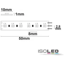 ISOLED LED CRI918/940 Linear10 Flexband, 24V, 10W+10W, IP20, weißdynamisch, 240 LED/m