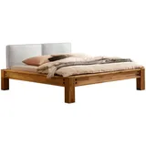 Hasena Balkenbett, Weiß, Eiche, Holz, Textil, Eiche, massiv, Höhe ca. 22 cm, 180x200 cm, gepolstertes Kopfteil, in verschiedenen Größen erhältlich, Schlafzimmer, Betten, Doppelbetten