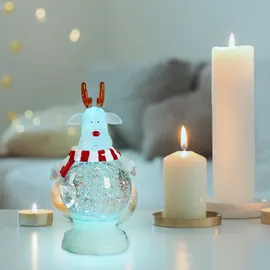 ESTO LED Weihnachtsdeko RGB Farbwechsel Schneekugel Rentier Effektleuchte Tischlampe, LxBxH 14x14x26 cm