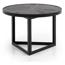 FineBuy Couchtisch Rund Schwarz Massivholz 58 x 58 x 40 cm