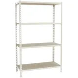 Proregal Schwerlastregal Mid Muli HxBxT 150 x 100 x 40 cm 4 Fachböden Fachlast 150 kg Weiß
