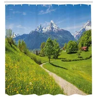 ABAKUHAUS Duschvorhang Wilde Blumen in den Alpen 175 x