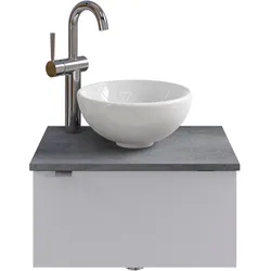 Waschtisch SAPHIR "Serie 6915 Waschschale mit Unterschrank für Gästebad, Gäste WC", weiß (weiß glanz, oxid dunkelgrau, weiß glanz), B:51cm H:39,8cm T:35cm, Waschtische, 51 cm mit Keramik-Aufsatzbecken und 1 Tür