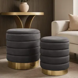 lookway Pouf-Set MIRELLE 40 x 45 x 40 cm Grau