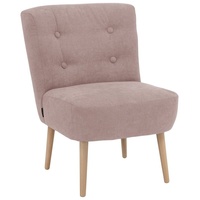 loving HOME lovingHome® Sessel Fiola Velours rosé Polstersessel Stuhl Relaxsessel Füße Buche natur mittlere Sitzhärte