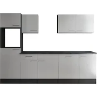 Respekta Küchenzeile 280 cm grau matt weiß