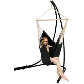 AMANKA Freistehendes Stahl-Hängestuhlgestell 210cm inkl. XXL Hängesessel aus Baumwolle mit Swivel 185x130cm