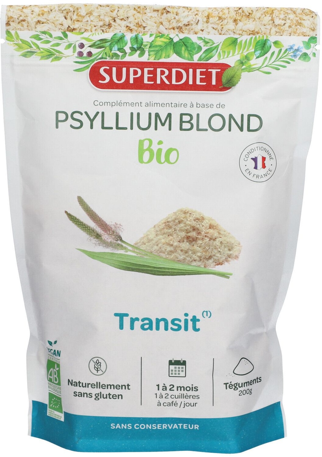 SUPERDIET Psyllium Blond BIO Poudre 200 g Poudre