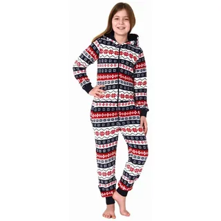 normann-wäschefabrik NORMANN Jumpsuit Overall Schlafanzug Pyjama Norweger - 70296 in rot | 140