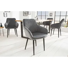 Riess-Ambiente Stuhl TURIN silbergrau Samt Ziersteppung edel Metallbeine Esszimmer