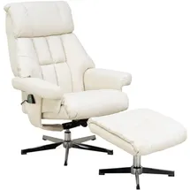 Femo TV Relaxsessel Leder 80 x 100 x 90 cm Beige mit Hocker