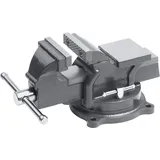 Meister Schraubstock - Drehbar - 75 mm Spannweite - Hochwertige Stahlbacken - Sicheres Fixieren von Werkstücken / Tischschraubstock mit Schutzbacken / Massiver Schraubstock aus Grauguss / 5142500