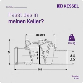 Kessel Rückstauverschluss Staufix DN 70 73070 aus Kunststoff