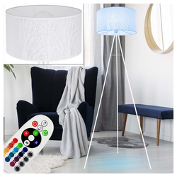 etc-shop Stehlampe, Steh Leuchte Baum Dekor Stativ Stand Lampe 3-Bein weiß Ess Zimmer im Set inkl. RGB LED Leuchtmittel