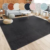 Paco Home & Teppich Wohnzimmer Kurzflor, Schlafzimmer Modernes Einfarbiges Muster schwarz, Grau 160x220 Cm