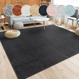 Paco Home & Teppich Wohnzimmer Kurzflor, Schlafzimmer Modernes Einfarbiges Muster schwarz, Grau 160x220 Cm