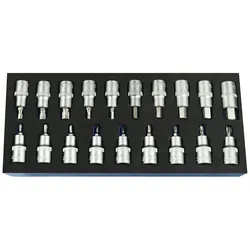 PROREGAL Werkzeug-Set für Werkstattwagen Cheetah | 115 Teile | mit Schaumstoff-Schubladeneinlage | HxBxT 4,6x34x12,5cm