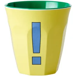 RICE Melamin Becher mit Ausrufezeichen, Ø9 x H9cm, gelb