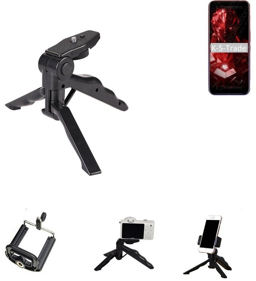 K-S-Trade für nubia Red Magic 3S Smartphone-Halterung, (Stativ Tisch-Ständer Dreibein Handy-Stativ Ständer Mini-Stativ) schwarz
