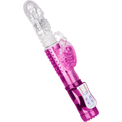 Stoßender Perlenvibrator, 25,5 cm, pink | transparent