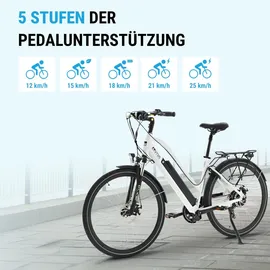 AsVIVA B15 City E-Bike 28 Zoll, B15_FBA 36V Trekkingrad Elektrofahrrad Pedelec weiß