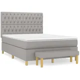 vidaXL Boxspringbett mit Matratze Hellgrau 140x200 cm Stoff