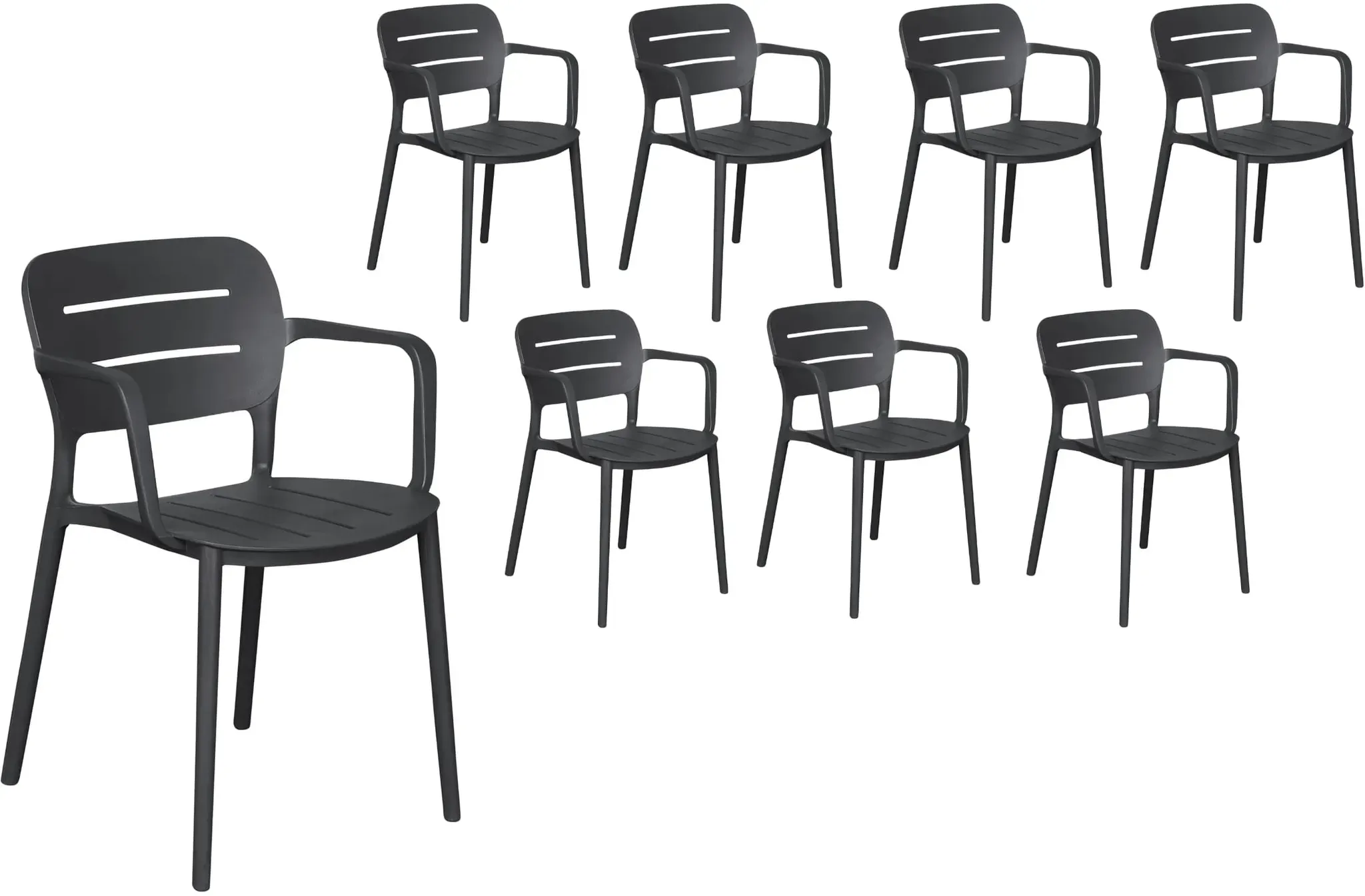 LC Garden »Veti« 8er Set Gartenstühle anthrazit Stapelstühle Bistrostühle Kunststoff stapelbar