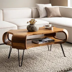 Couchtisch FineBuy Wohnzimmertisch Massivholz 100 cm Sofatisch Tisch Stauraum