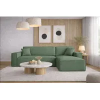Kaiser Möbel Ecksofa mit schlaffunktion und bettkasten, Ecksofa L-Form, Eckcouch L-Form BEST stoff NEVE Rechts Grün - Grün