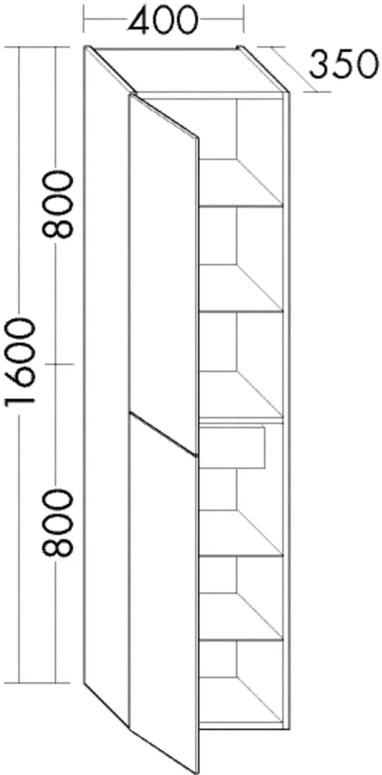 Burgbad Hochschr.Sinea Matt 1600x400x350 Weiß Solid Matt, HS482ELF1760 HS482ELF1760