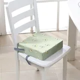 Surwin Rutschfeste Sitzerhöhung Stuhl Kind Sitzkissen Stuhl mit Sicherheits Schnalle, 3D-Flugzeuge Sitzkissen Kinder Tragbare Sitzerhöhung Waschbar Sitzhilfe (Grau Grün,40x40x10cm)