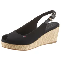 Tommy Hilfiger Sandalette »ICONIC ELBA SLING BACK WEDGE«, Sommerschuh, Sandale, Keilabsatz, mit Jutebesatz TOMMY HILFIGER schwarz