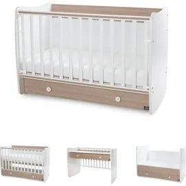 Lorelli Babybett Dream 70 x 140 cm umbaubar Kinderbett Schaukelbett Schreibtisch hellbraun weiß