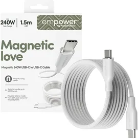 Panzer Glass empower Magnetic USB-C zu USB-C 1,5m Silber Weiss