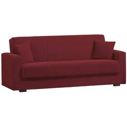 Dmora Schlafsofa Pinto, Lineares 3-Sitzer-Container-Schlafsofa, Wohnzimmersofa aus gepolstertem Stoff mit Klick-Klack-Öffnung, 212x80h87 cm, Rot