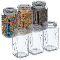 Relaxdays 6er Set Vorratsgläser mit Deckel 1000 ml -