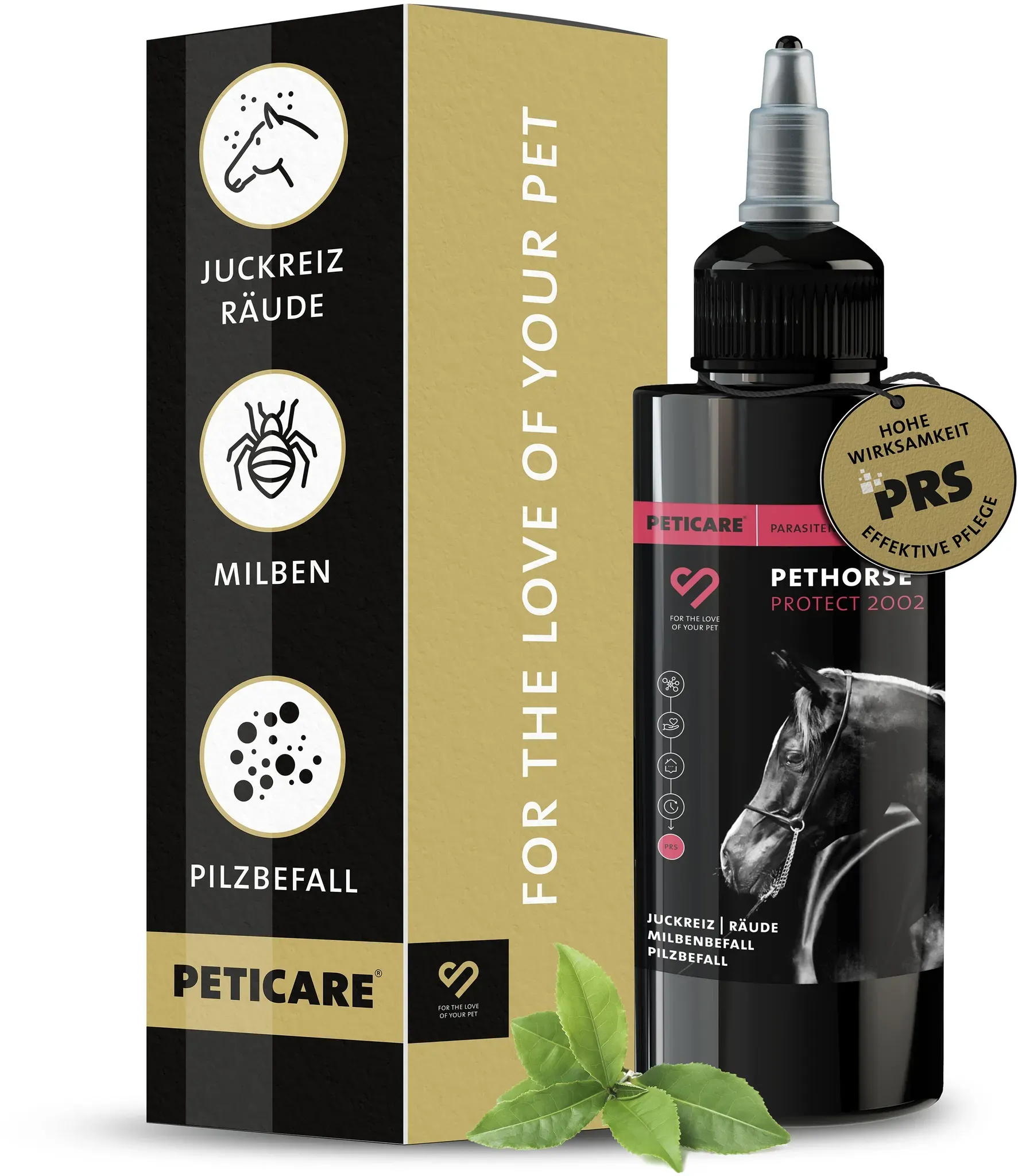 Peticare Mittel gegen Milben, Pilz & Fl√∂he bei Pferden, stoppt Juckreiz pflegt die Hautbarriere Lotion 100 ml