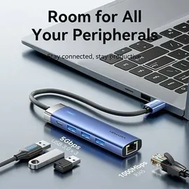 Vention USB Hub TGFSB, 3xUSB 3.0/RJ45/USB-C PD Aluminiumlegierung 5Gbps