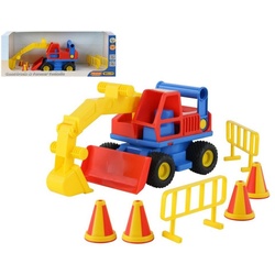 Polesie Spielzeug-Auto Spielzeug Bagger 37701, Baustellenabsperrung, Pylonen, ab 12 Monaten blau