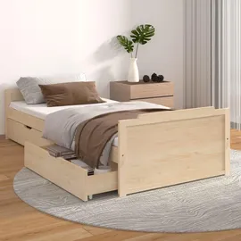 vidaXL Massivholzbett 90 x 200 cm Braun