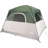 vidaXL Campingzelt 4 Personen, Kabinenzelt mit Netzwände E-Anschluss, Wurfzelt mit abnehmbarem Überzelt, Familienzelt, Grün 185T Polyester
