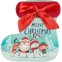IDENA 30161 - Geschenkbox Stiefel Merry Christmas, Größe ca. 12,8 x 13,5 x 5,2 cm, Kindermotiv, Weihnachten, Weihnachtsmann, Bescherung, Geschenkverpackung, Geschenke