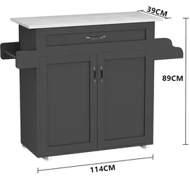VCM Küchenmöbel Servierwagen Pastano Weiß / Honig-Eiche H. 89 x B. 114 x T. 39 cm